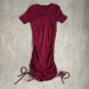 Red cinched Zara dress